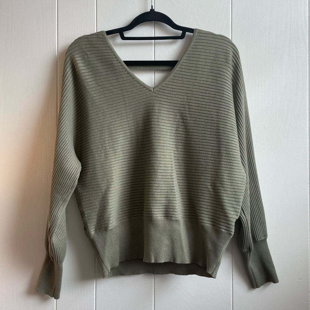 Pink Rose Army Green Sweater